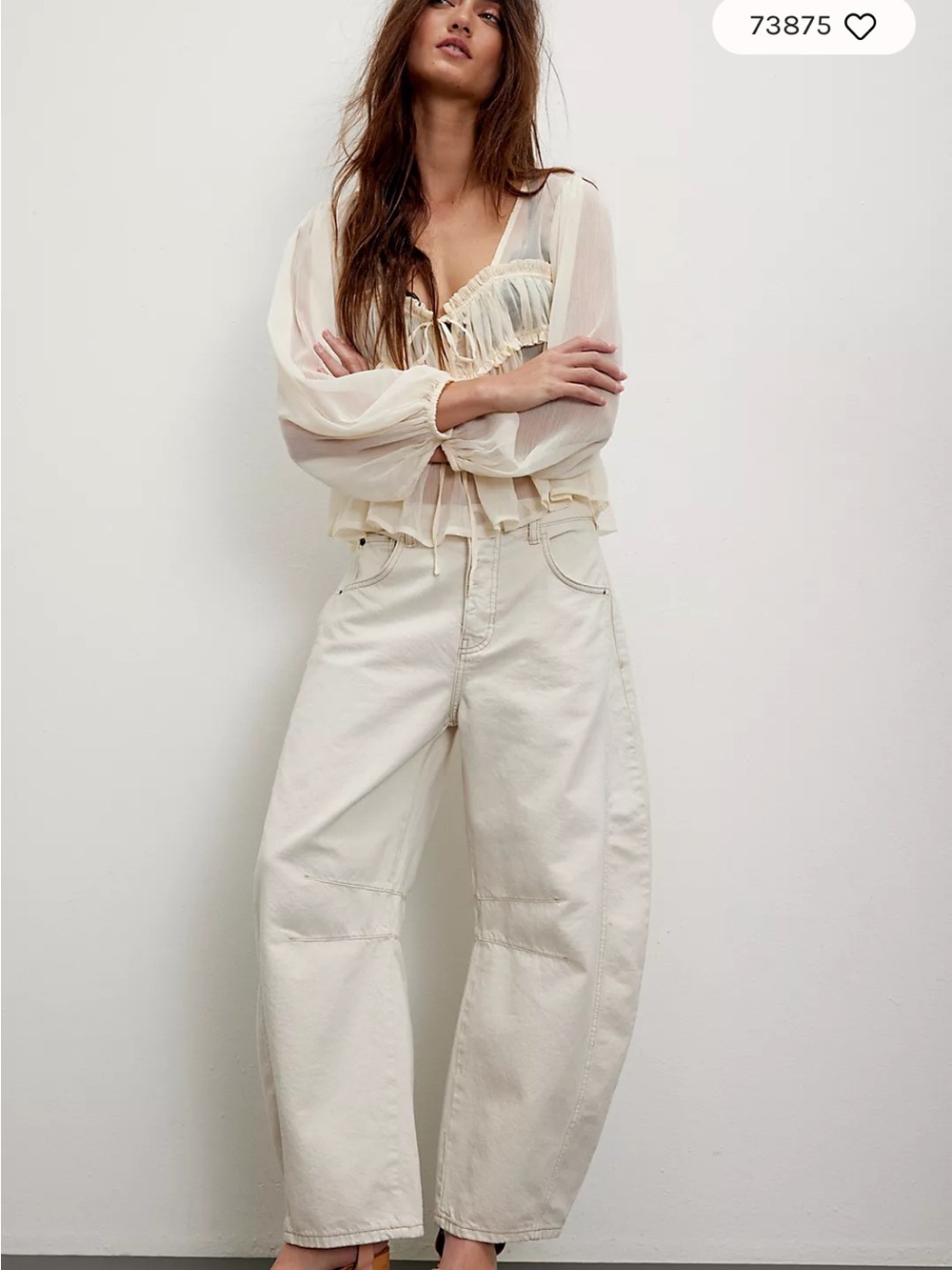 Free People - We The Free Good Luck Mid-Rise Barrel Jeans - color Milk